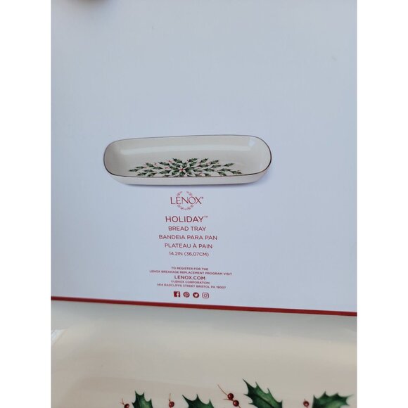 Lenox‎ NEW holiday bread tray serving platter mistletoe Xmas home decor - Picture 8 of 8